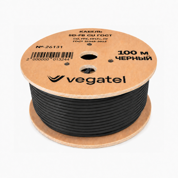 Кабель коаксиальный VEGATEL 5D-FB Cu (ГОСТ, черный)