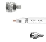 Кабельная сборка VEGATEL RG-58 A/U (ГОСТ, PVC, белый) (SMA-male - N-male) 2м