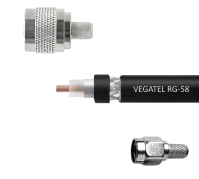 Кабельная сборка VEGATEL RG-58 A/U Cu (ГОСТ, PE, черный) (SMA-male - N-male) 2м
