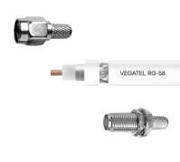 Кабельная сборка VEGATEL RG-58 A/U (ГОСТ, PVC, белый) (SMA-male - SMA-female) 2м