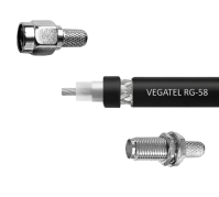 Кабельная сборка VEGATEL RG-58 A/U Сu (ГОСТ, PVC, многожильный, черный) (SMA-male - SMA-female) 1м