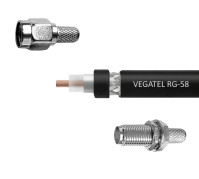 Кабельная сборка VEGATEL RG-58 A/U Cu (ГОСТ, PE, черный) (SMA-male - SMA-female) 2м